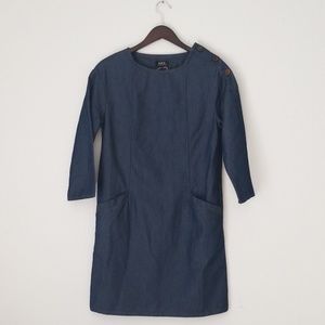 A. P. C. chambray buttoned shoulder tunic dress